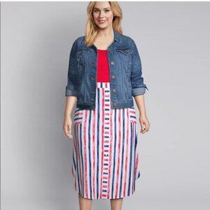Lane Bryant Striped Crepe Midi Skirt
